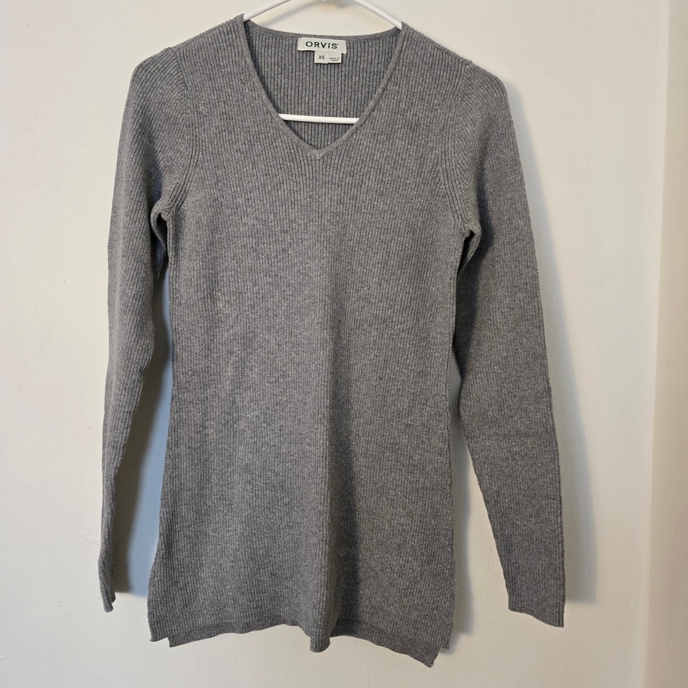 Orvis Sweater Womens Extra Small Long Sleeve V Neck Ribbed Top